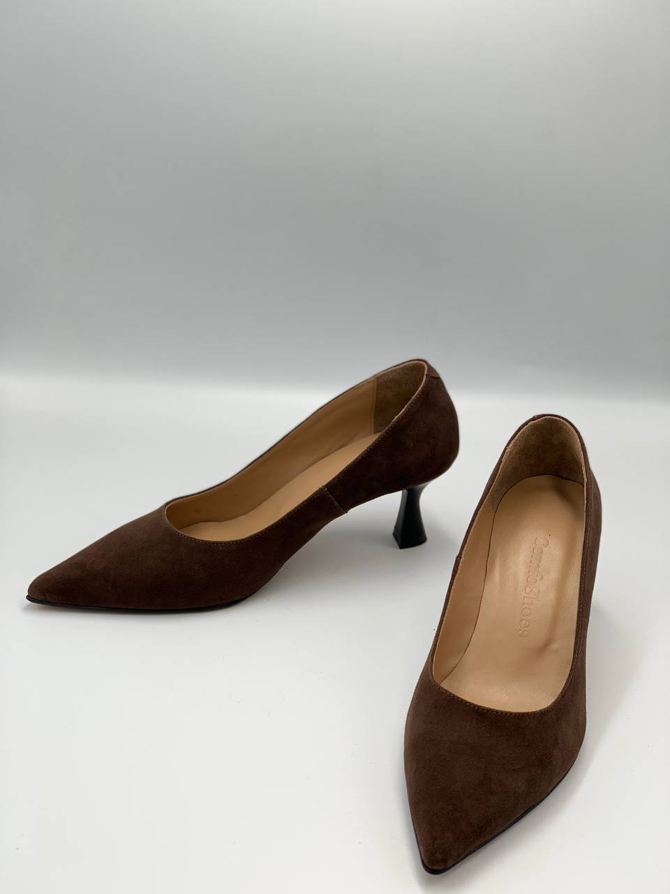 Туфлі-човники з натуральної шкіри велюр СSLD56085WVBRN